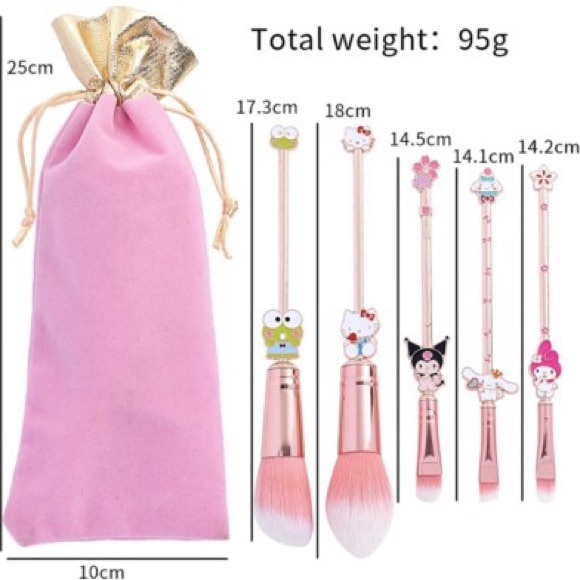 Sanrio Character Makeup Brush Set - Pink and Gold - Picture 12 of 13